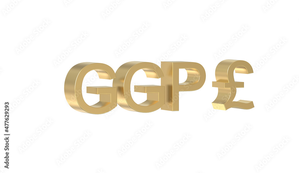 Currency symbol of guernsey, guernsey pound sign in Gold - 3d rendering, 3d Illustration Currency symbol of guernsey, guernsey pound sign in Gold - 3d rendering, 3d Illustration