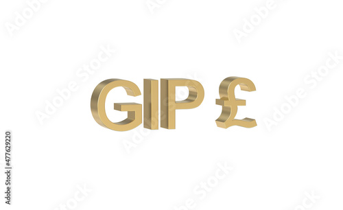 Currency symbol of Gibraltar, Gibraltar pound sign in Gold - 3d rendering, 3d Illustration 