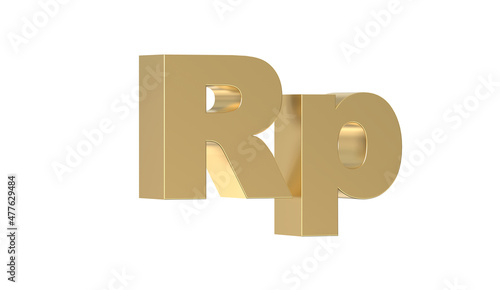 Currency symbol of Indonesia, Indonesia rupiah sign in Gold - 3d rendering, 3d Illustration 