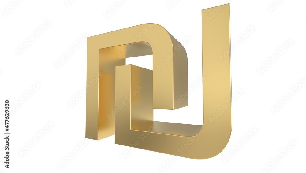 Fototapeta premium Currency symbol of Israel, Israeli new shekel sign in Gold - 3d rendering, 3d Illustration 