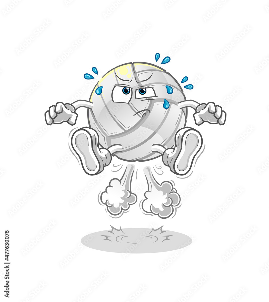 volleyball fart jumping illustration. character vector