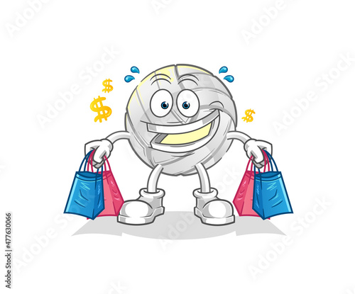 volleyball shoping mascot. cartoon vector