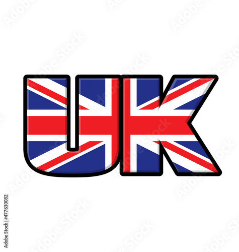 UK letters text with union jack flag