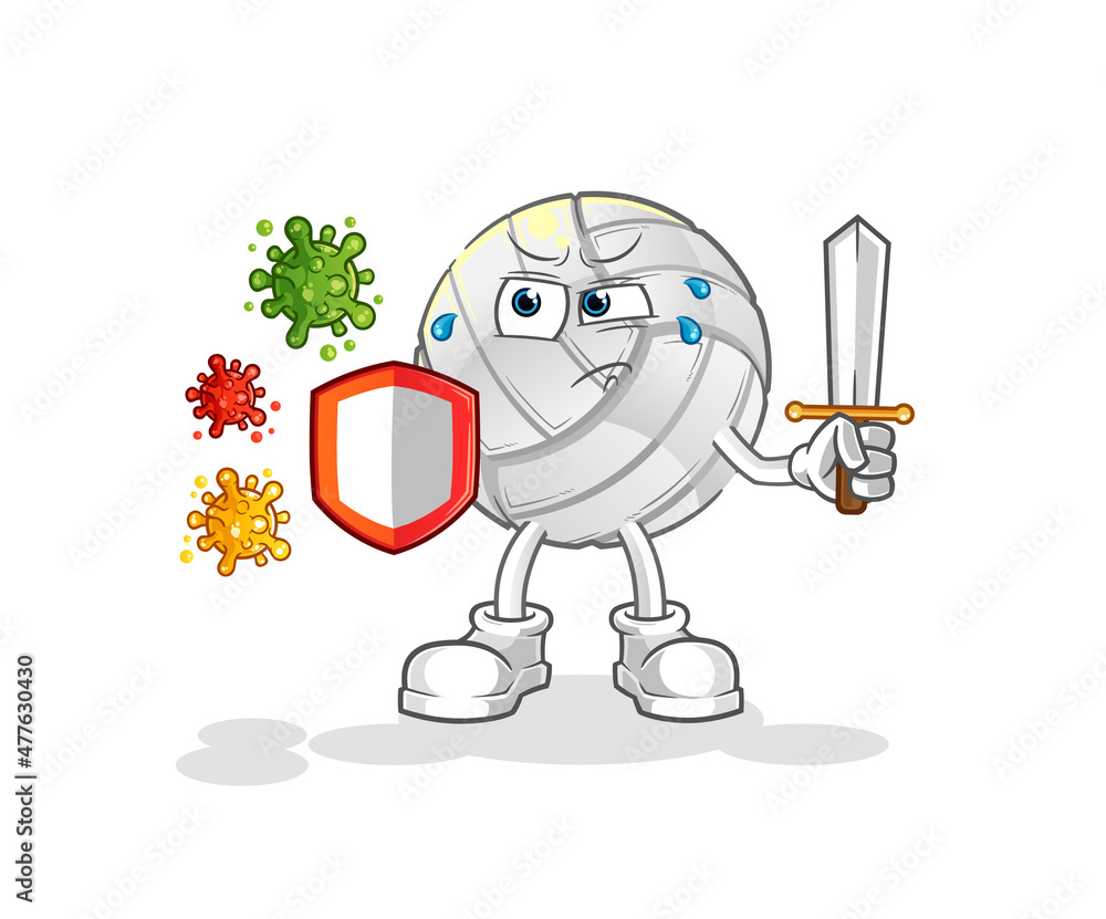 volleyball against viruses cartoon. cartoon mascot vector