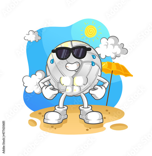 volleyball sunbathing in summer. character vector