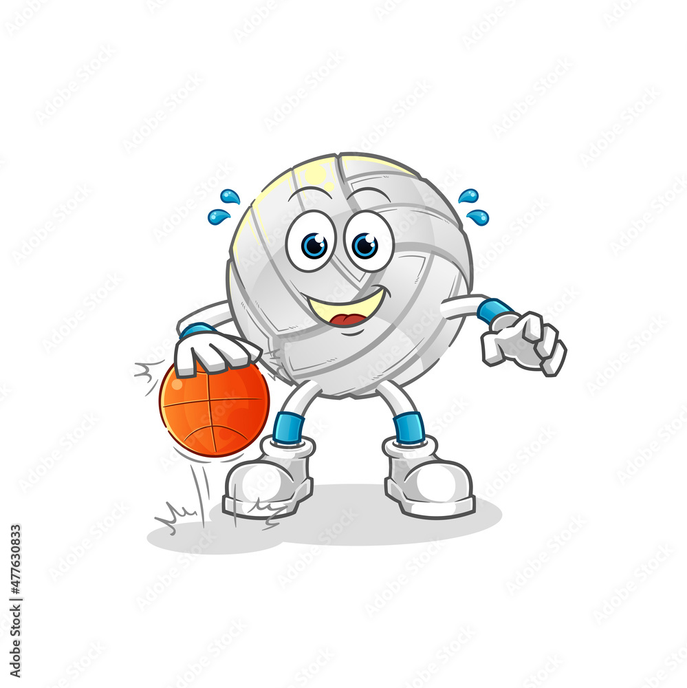 volleyball dribble basketball character. cartoon mascot vector