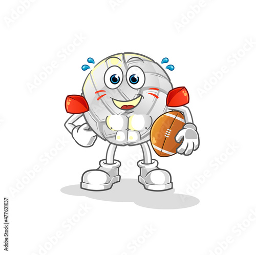 volleyball playing rugby character. cartoon mascot vector © dataimasu