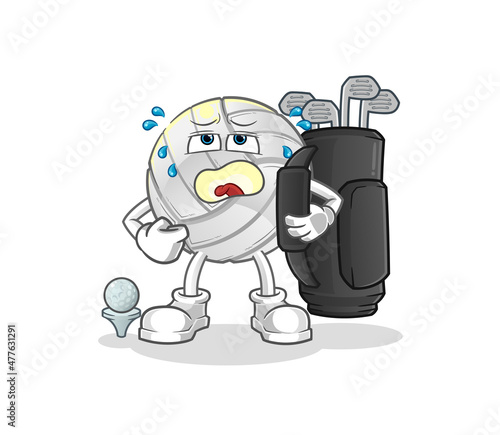 volleyball with golf equipment. cartoon mascot vector