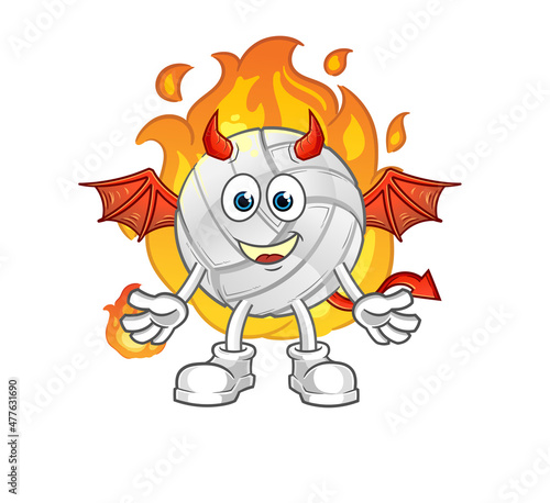 volleyball demon with wings character. cartoon mascot vector
