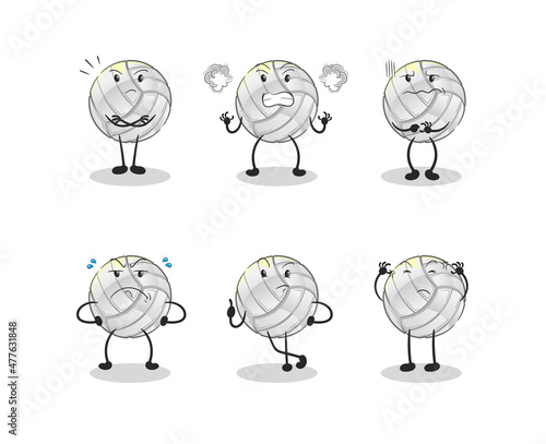 volleyball angry group character. cartoon mascot vector
