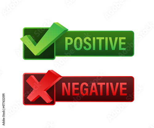 Positive and negative stamp for concept design. Covid pcr test vector line icon Illustration for medical design. . Checkmark right vector icon.