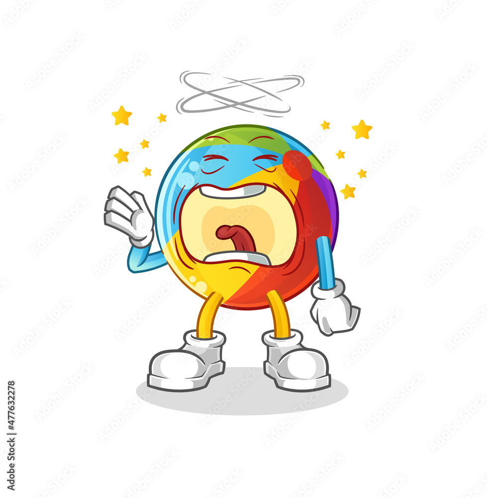 beach ball yawn character. cartoon mascot vector beach ball yawn character. cartoon mascot vector