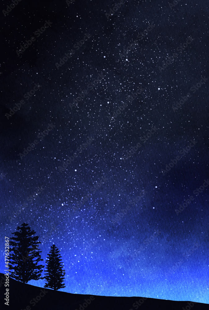 Naklejka premium 背景素材_水彩テクスチャ_星空