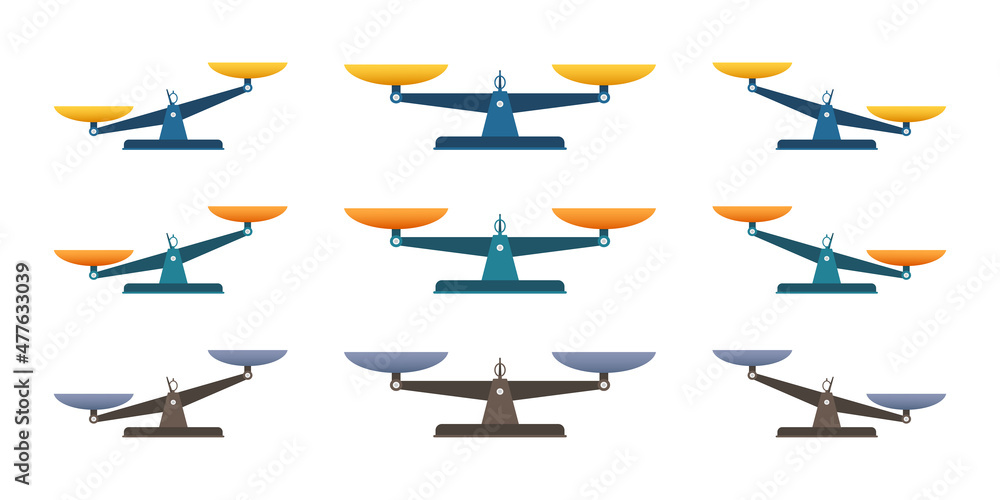 Scales icon set. Libra isolated on white background. Vector stock illustration. Scales icon set. Libra isolated on white background. Vector stock illustration.