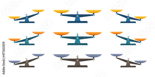 Scales icon set. Libra isolated on white background. Vector stock illustration.