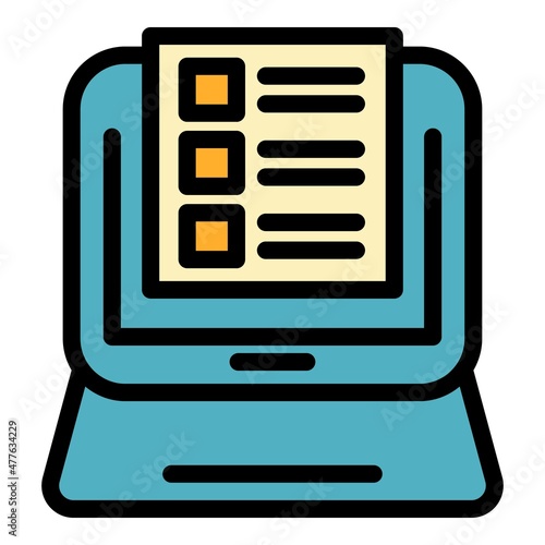 Online assignment icon. Outline online assignment vector icon color flat isolated