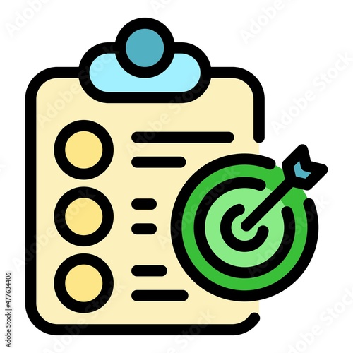 Assignment target icon. Outline assignment target vector icon color flat isolated