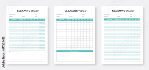 Cleaning Planner Pages Bundle Set. 3 Set of Cleaning Planner Design. Minimalist planner pages templates. Tracker pages design collection set.
