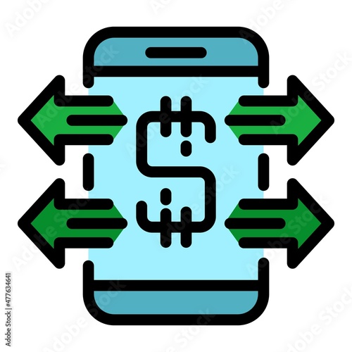 Online monetization icon. Outline online monetization vector icon color flat isolated