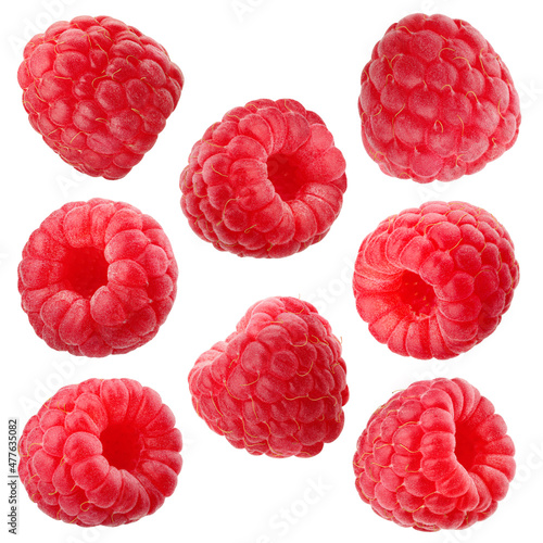 Raspberry isolated on white background, collection