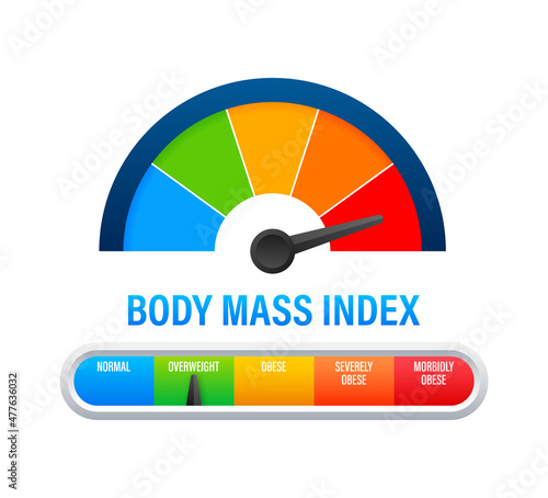 Indikator bmi on white background. Chart concept. Vector icon.