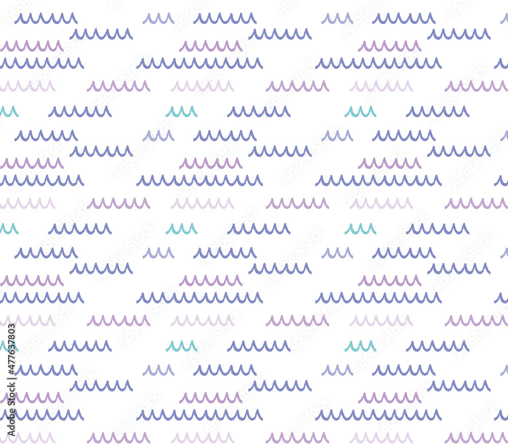 Vector illustration of colorful pastel wave waves. Seamless pattern. 