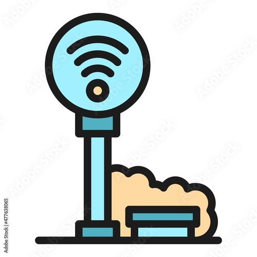 Wifi zone icon. Outline wifi zone vector icon color flat isolated