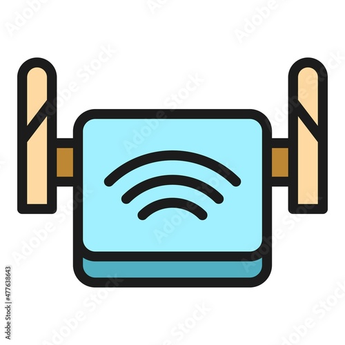 Access point modem icon. Outline access point modem vector icon color flat isolated