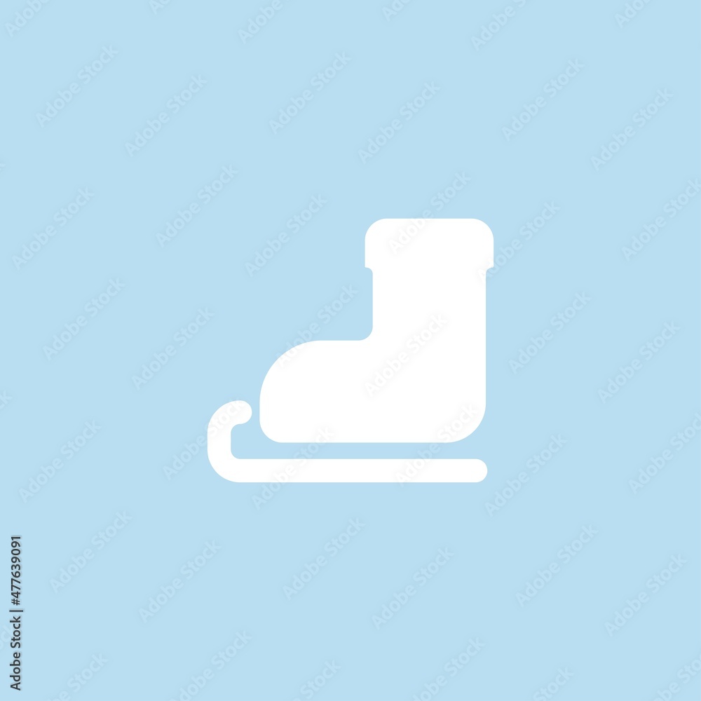 Ice skate symbol design on a blue background Ice skate symbol design on a blue background