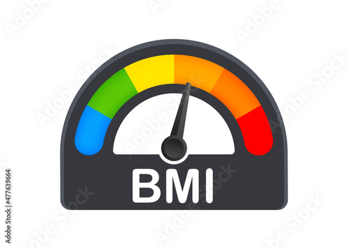 Indikator bmi on white background. Chart concept. Vector icon.