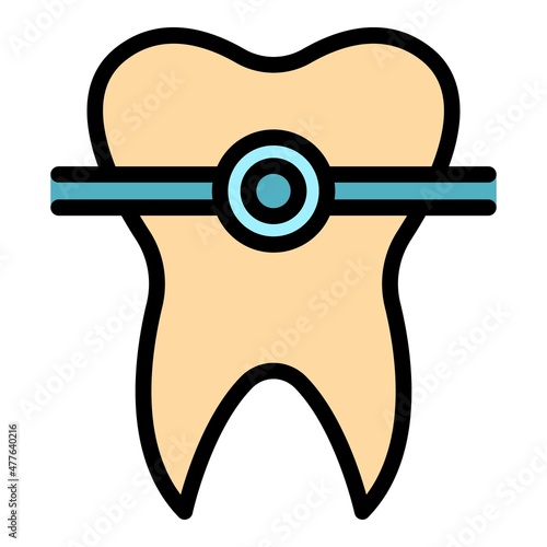 Alignment tooth icon. Outline alignment tooth vector icon color flat isolated