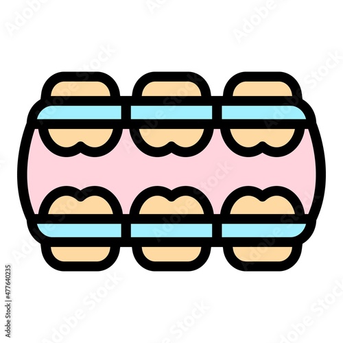 Teeth alignment icon. Outline teeth alignment vector icon color flat isolated
