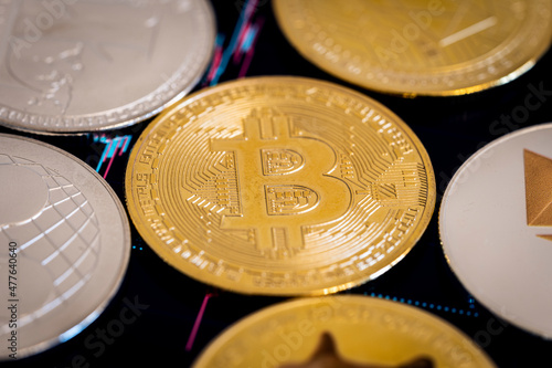 Bitcoin crypto coin close up photo