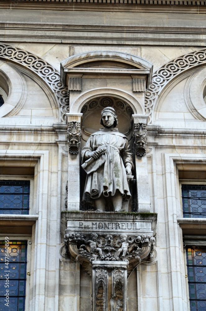 the facade of the city hall of Paris, France