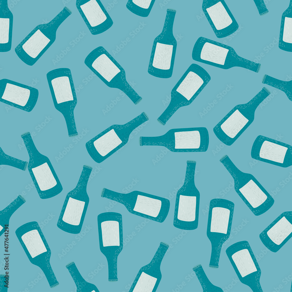 Bottle alcohol seamless pattern. Hand drawn background for menu. Bottle alcohol seamless pattern. Hand drawn background for menu.