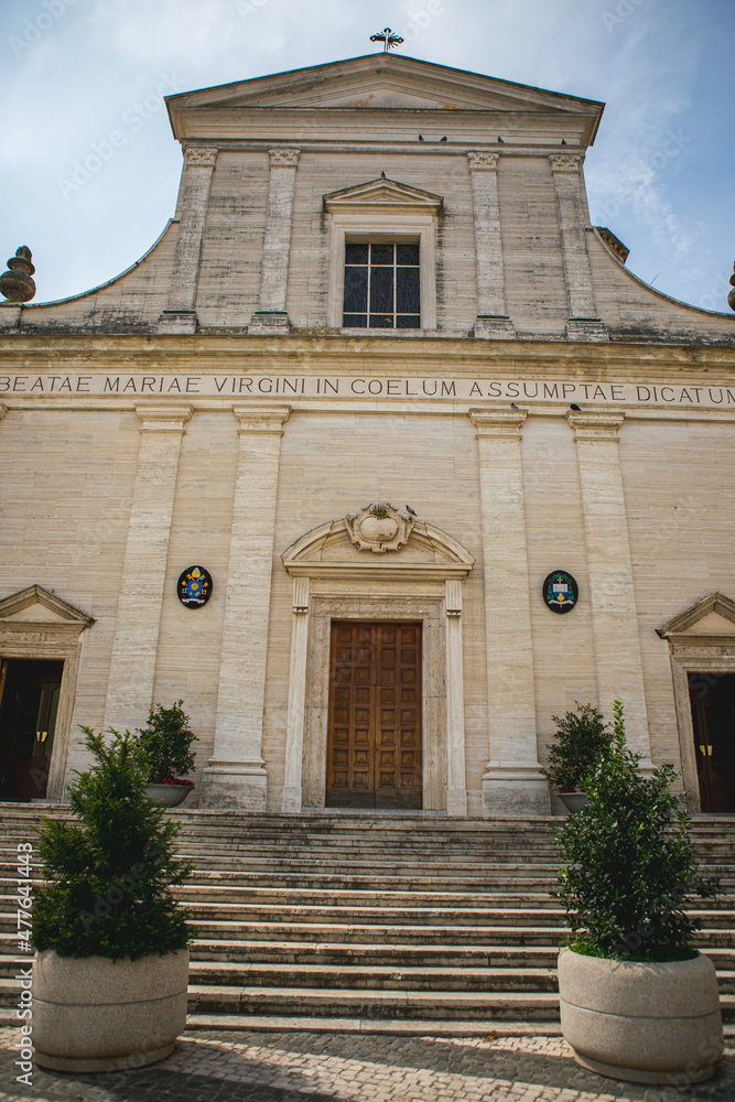 Fototapeta premium Historic church in town with historic staircase in Italy