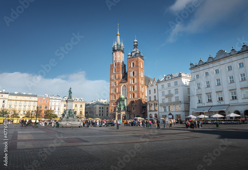 Main Market Square and St. Mary Basilica - Krakow, Poland