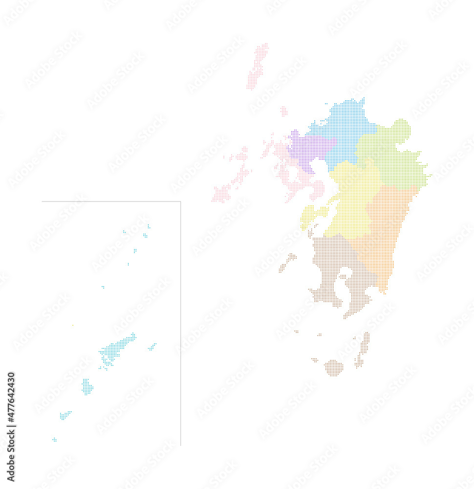 Obraz premium ドット形式の九州・沖縄地図