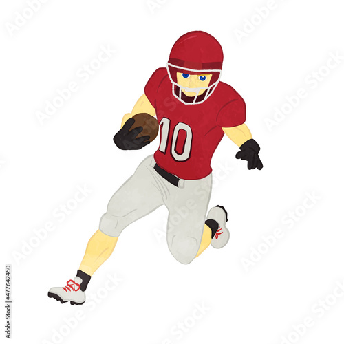 American football-Running while holding a ball Red x Black 01