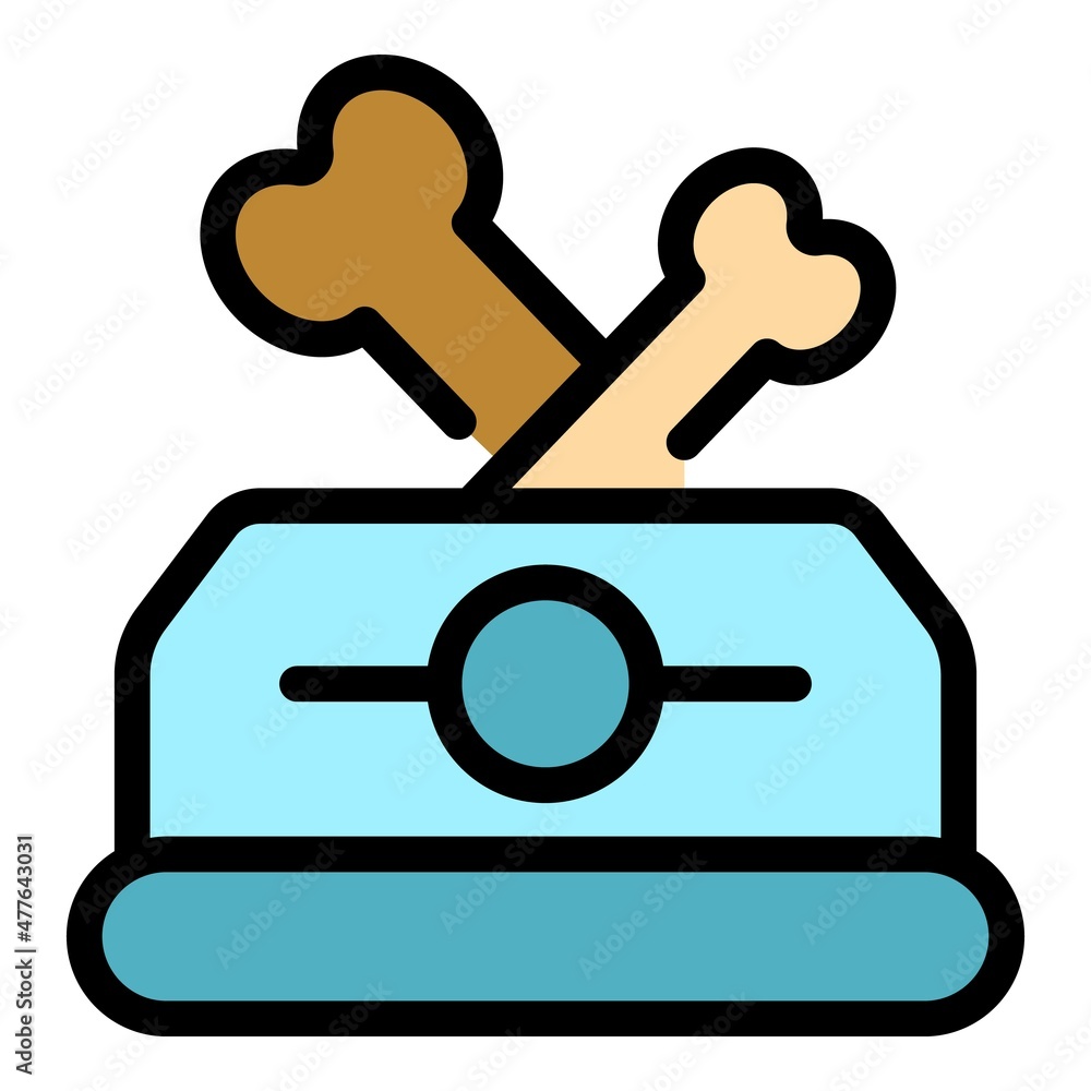 Dog bowl icon. Outline dog bowl vector icon color flat isolated Dog bowl icon. Outline dog bowl vector icon color flat isolated