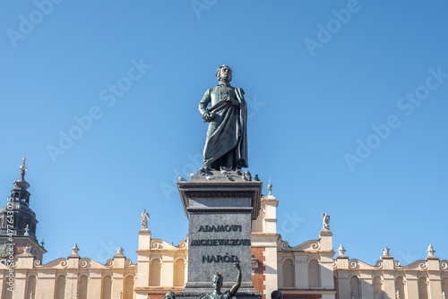 Adam Mickiewicz Monument at Main Market Square - Krakow, Poland photo