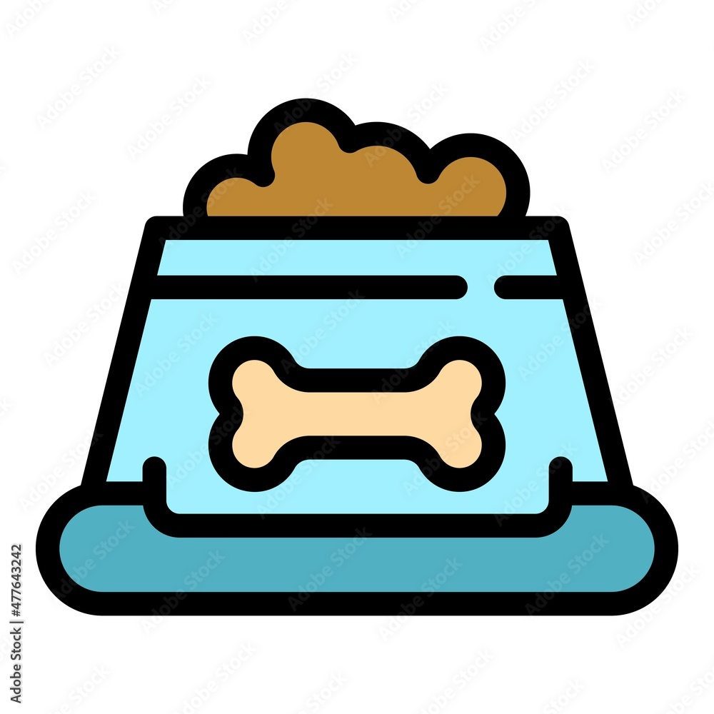 Full dog bowl icon. Outline full dog bowl vector icon color flat isolated Full dog bowl icon. Outline full dog bowl vector icon color flat isolated