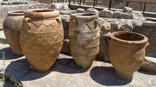 Ancient jars in Knossos Palace, Greece