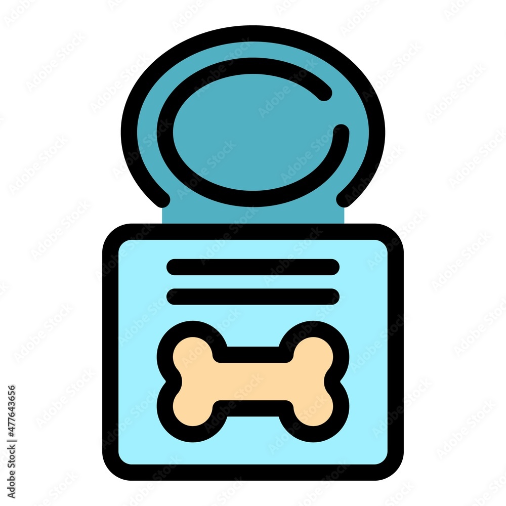 Tin food dog icon. Outline tin food dog vector icon color flat isolated Tin food dog icon. Outline tin food dog vector icon color flat isolated