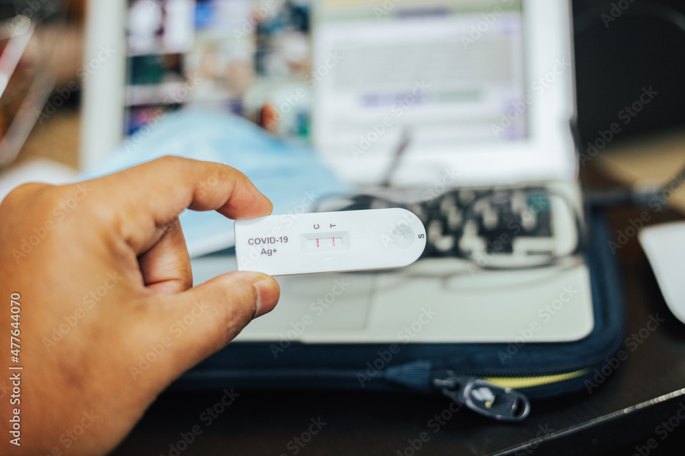 positive selftest result for covid 19 at home Stock Photo Adobe Stock