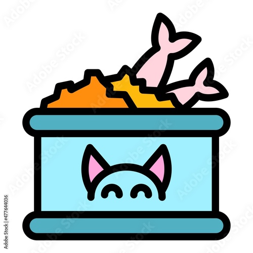 Food for cats icon. Outline food for cats vector icon thin line color flat on white
