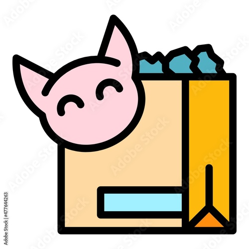 Dry cat food icon. Outline dry cat food vector icon color flat isolated