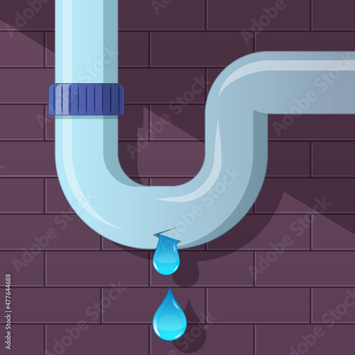 Illustration of a leaking pipe dripping water. vector images.