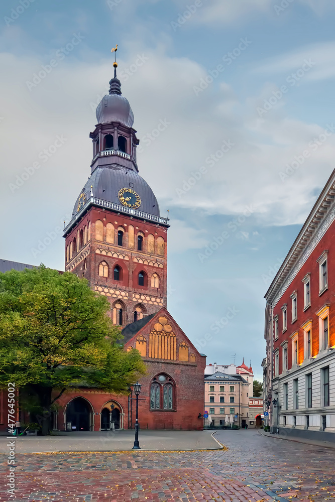 Riga, old town, Evangelical Lutheran Dome Cathedral, vertical landscape