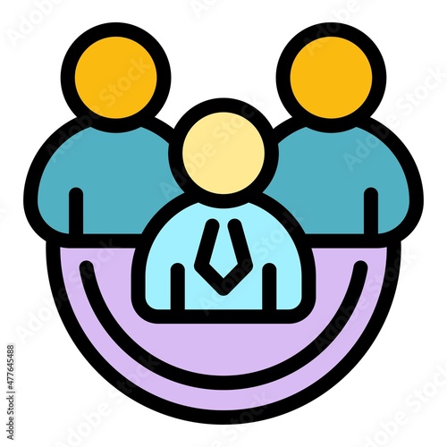 Board meeting icon. Outline board meeting vector icon color flat isolated